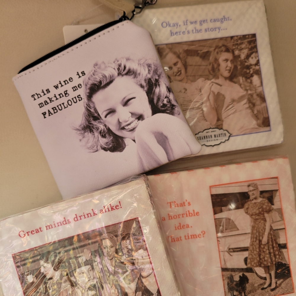 Wine Theme Coin Purse and Funny Cocktail Napkins ~ NWT ~ Happy Hour Fun! - Picture 7 of 16